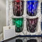 Faberge Bubble Crystal Colored Old Fashion Glasses Set of 4 in Case Faberge Bubble Crystal Colored Old Fashion Glasses Set of 4 in Case