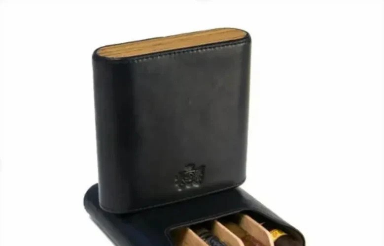 Brizard " Show Band "  5  slot  case - Black Leather & Zebrawood NIB