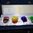 Faberge Crystal Colored  Shot Glasses- Set of 4 NIB