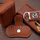 Brizard and Co  "Show Band" 3 Slot  Case & Lighter Combo - Lizard Pattern USA