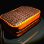 Brizard  Brown Caiman and Orange Leather Traveler with cutter and lighter combo
