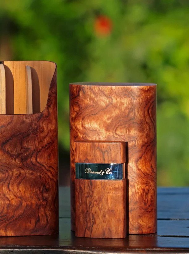 Brizard and Co Bubinga3 Slot  Case Holder and Lighter  NIB