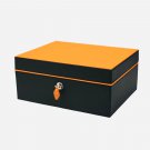 Brizard Black and Orange Leather Airflow Humidor 60 / 70 ct Made in USA