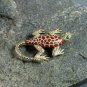 Gold tone Jeweled Gecko Lizard Brooch Pin with rhinstones