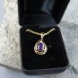 Amethyst Gemstone Pendant Necklace in Goldtone Setting