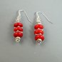 Red Coral Earrings, Coral and Silver Earrings, Handmade earrings