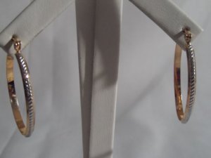 18 kt Gold and Silver  Oval  Hoop Earrings
