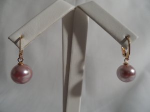 18 kt Gold Pink Pearl Drop Earrings