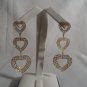 18 kt Gold Triple Heart Drop Stud   Earrings