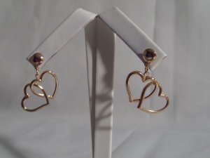 18 kt Gold Double Heart Stud Earrings