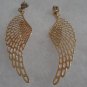 18 kt Gold Angel Wings  with Clear Rhinestone Stud  Earrings