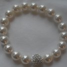 White Swarovski Pearls and Crystal Element Stretch Bracelet