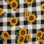 HANDMADE BLACK AND WHITE PLAID SUNFLOWER VALANCE,42 X 15 INCHES