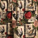 HANDMADE ROOSTER AND ROSE VALANCE, 41 X 15 INCHES