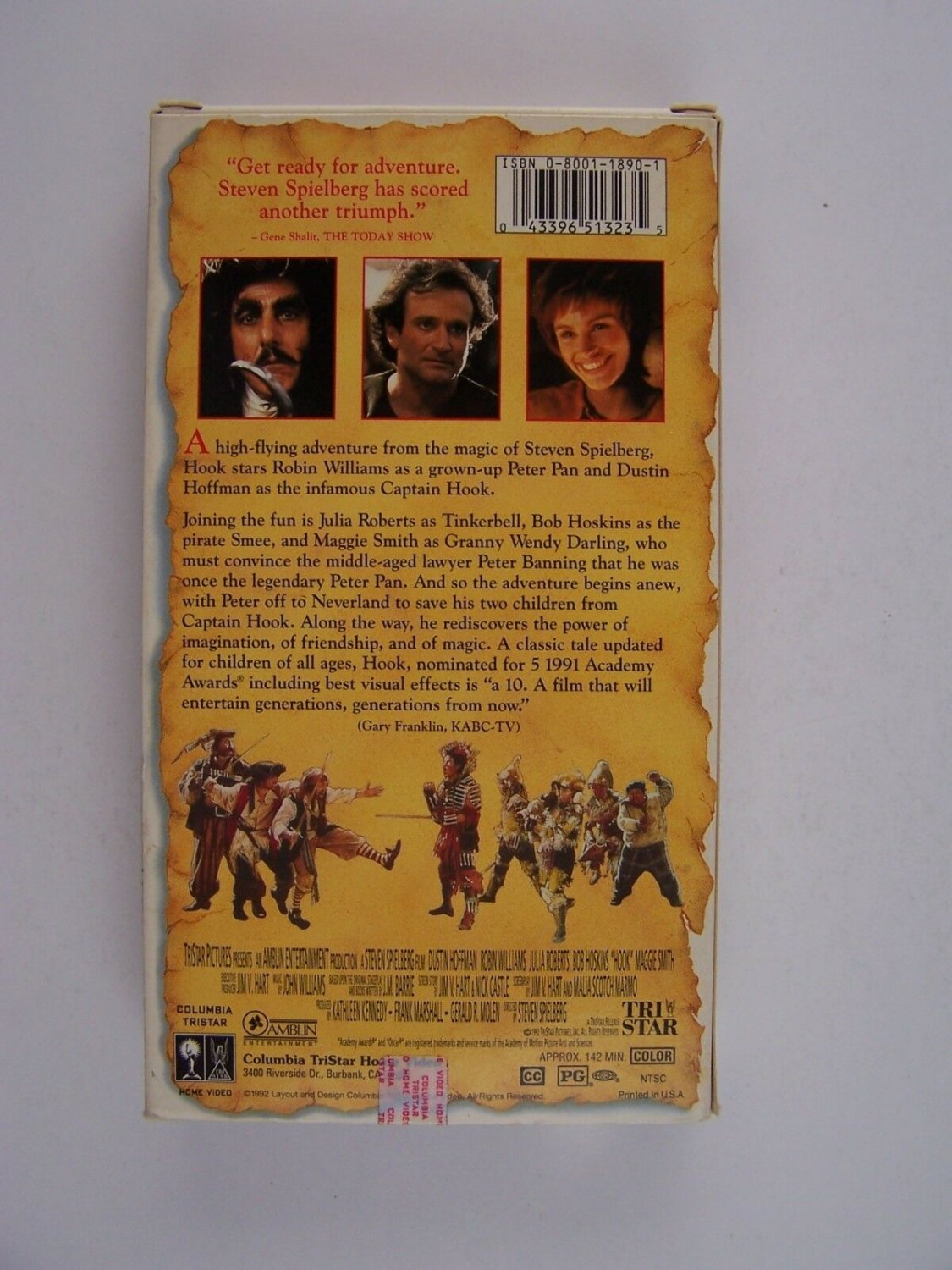 Hook VHS Dustin Hoffman, Robin Williams, Julia Roberts