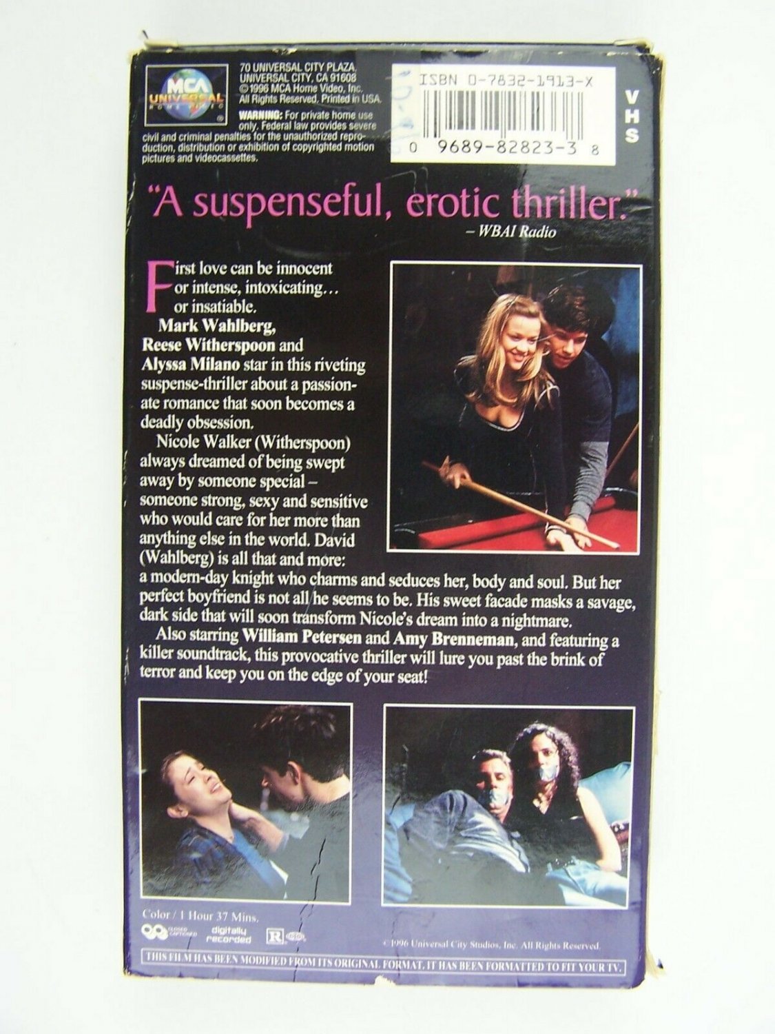 Fear VHS Video Tape Mark Wahlberg, Reese Witherspoon, Amy Brenneman ...