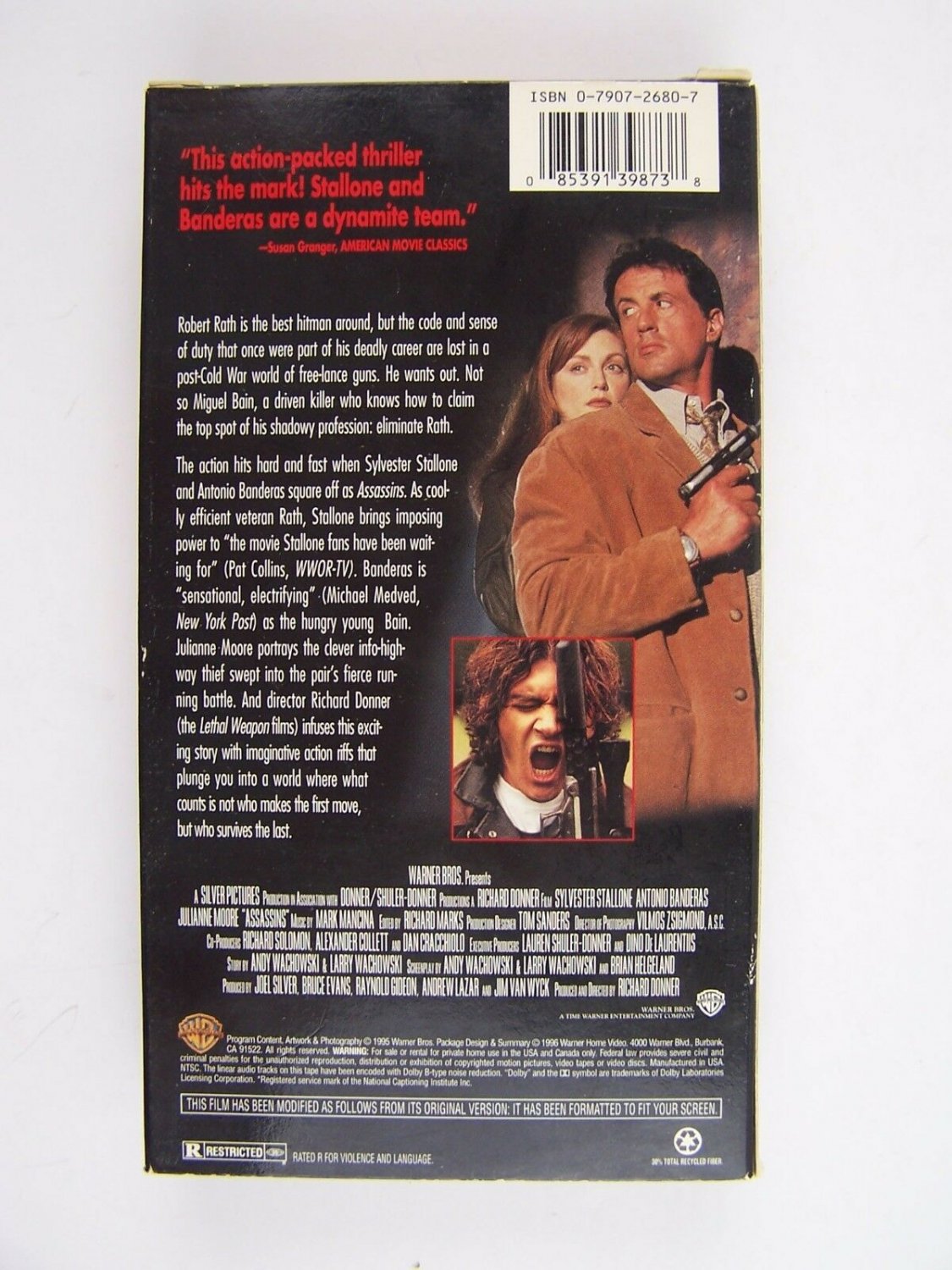 Assassins VHS Sylvester Stallone, Antonio Banderas, Julianne Moore