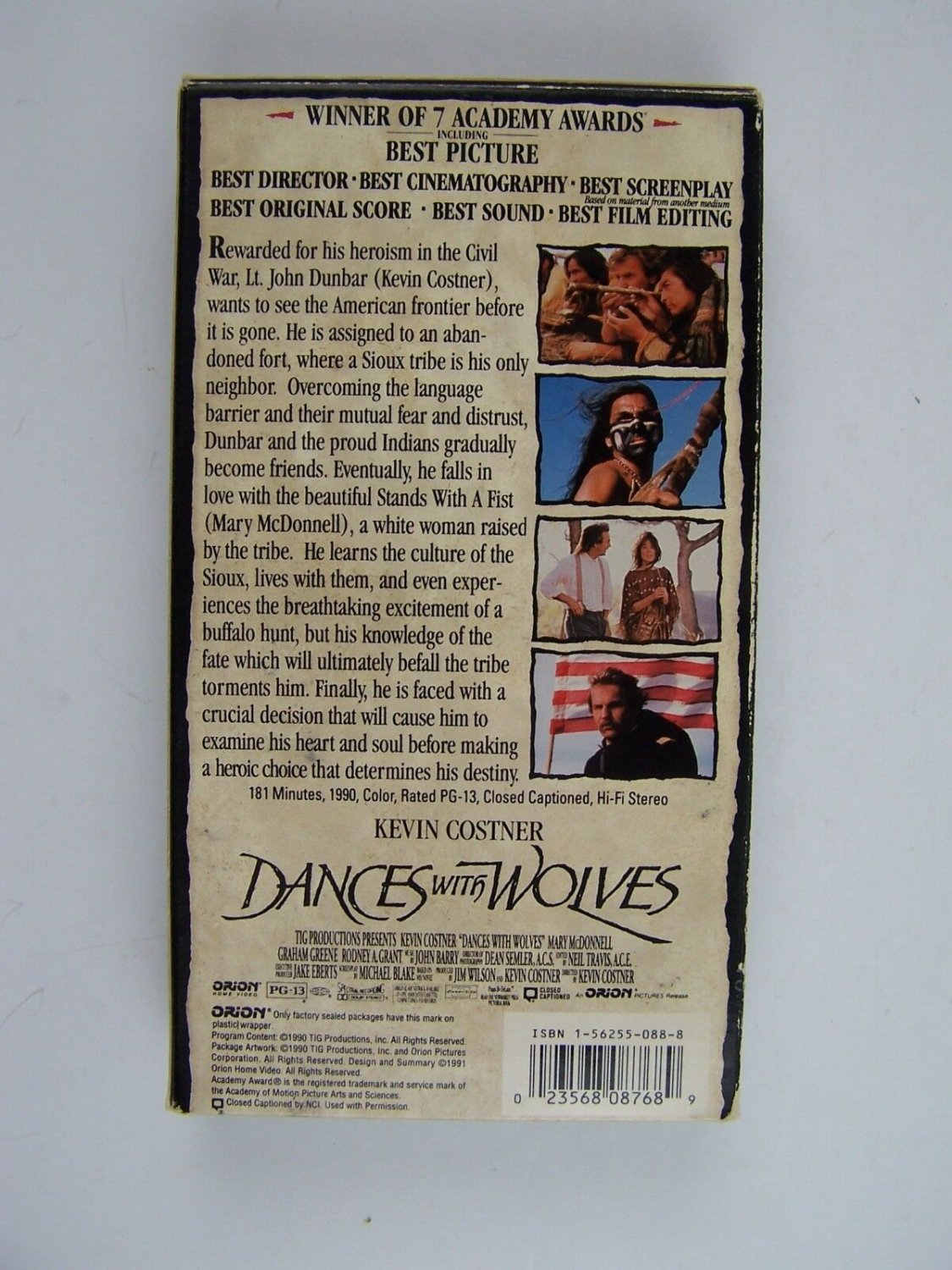 Dances With Wolves VHS Kevin Costner, Mary McDonnell, Graham Greene