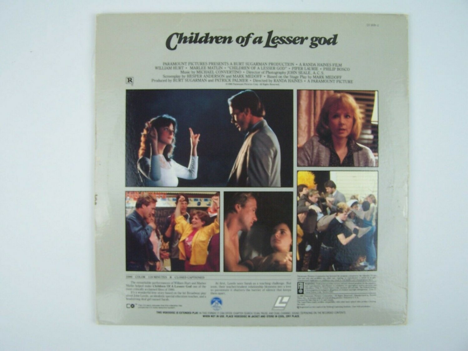 Children of a Lesser God LaserDisc LD (1986) LV1839-2