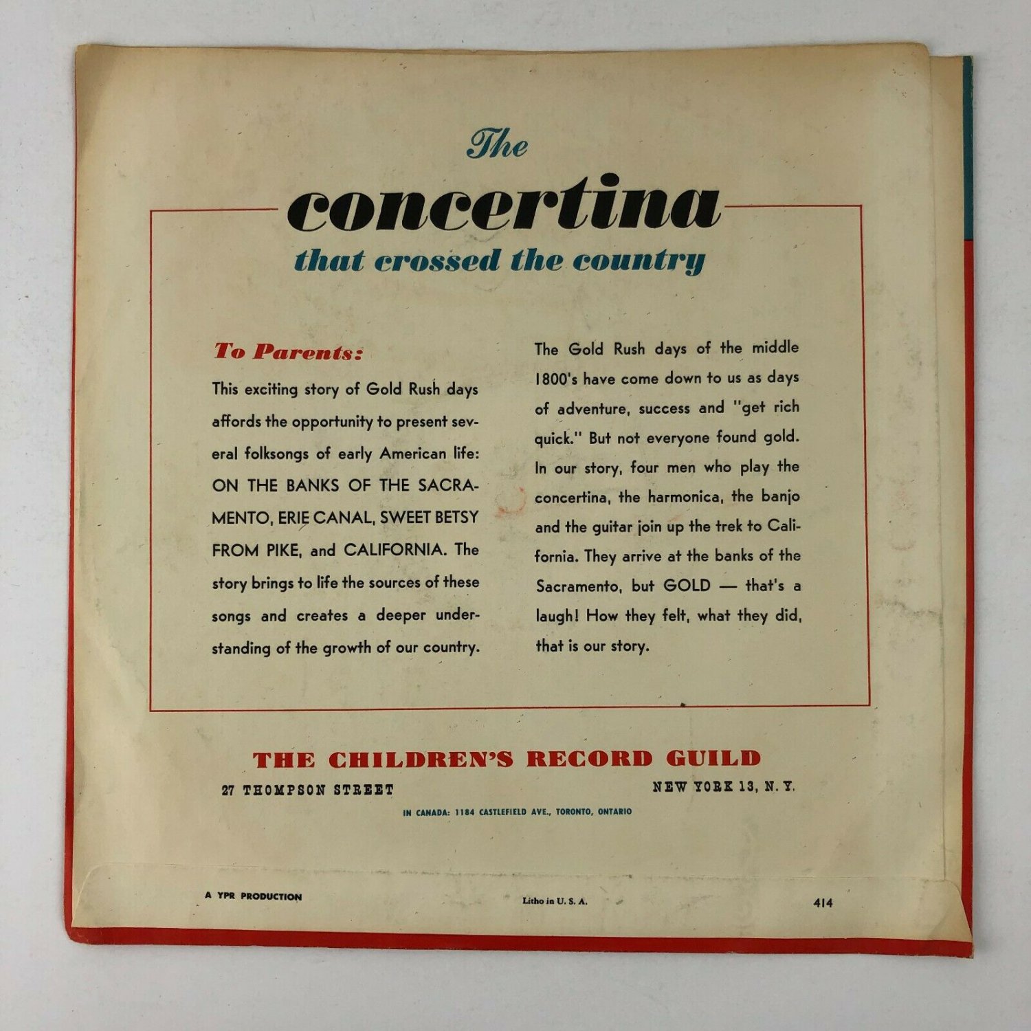 Norman Rose The Concertina That Crossed The Country 78 RPM 10" Vinyl