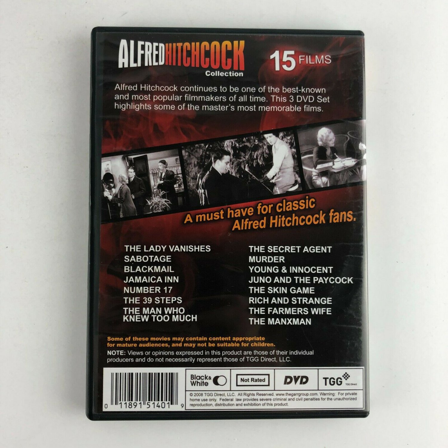 Alfred Hitchcock Collection 15 Films Dvd Set