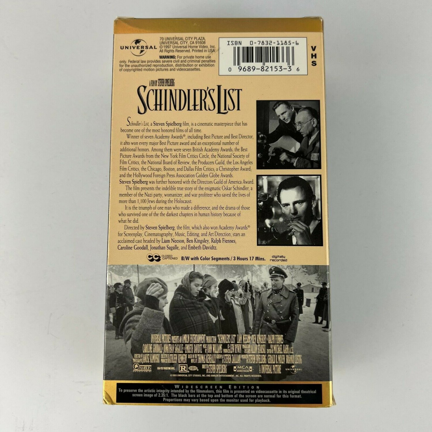 Schindler's List Widescreen Edition VHS Video Tape