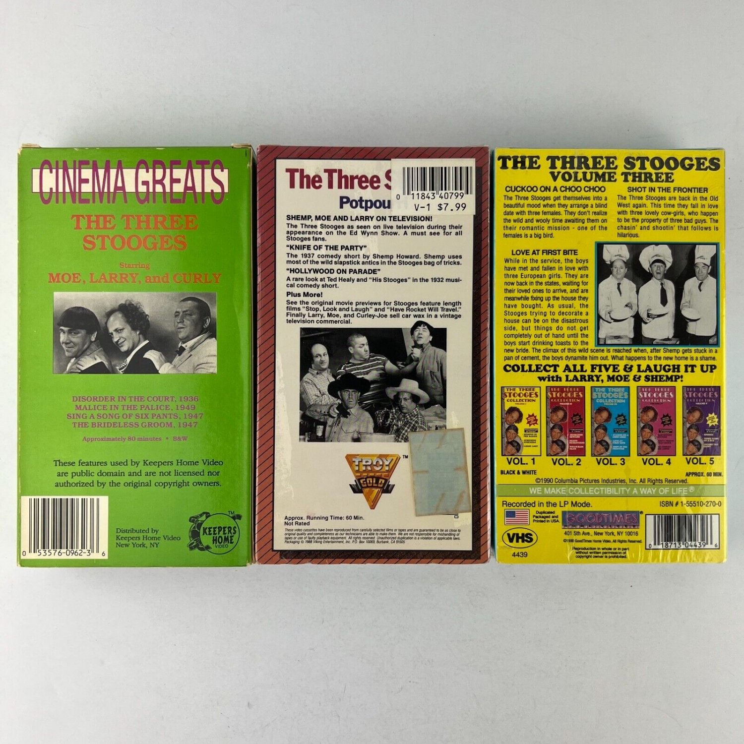The Three Stooges VHS Tape Lot 2