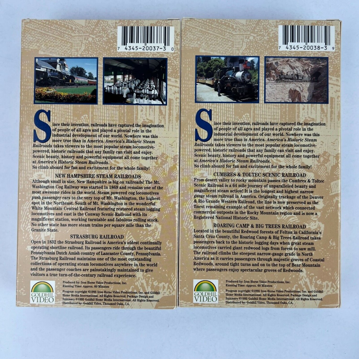 Americas Historic Steam Railroads VHS 1999 2-Tape Set