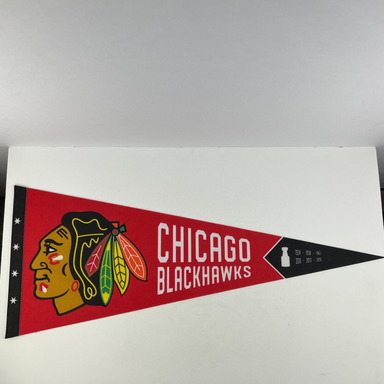 Chicago Blackhawks Rare 6 Time Stanley Cup Championship Pennant
