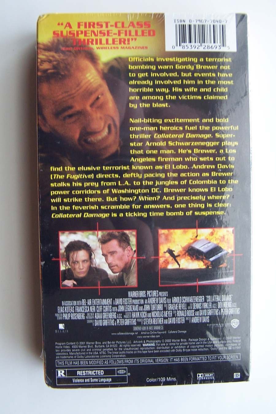 Collateral Damage VHS Video Tape Schwarzenegger New Factory Sealed