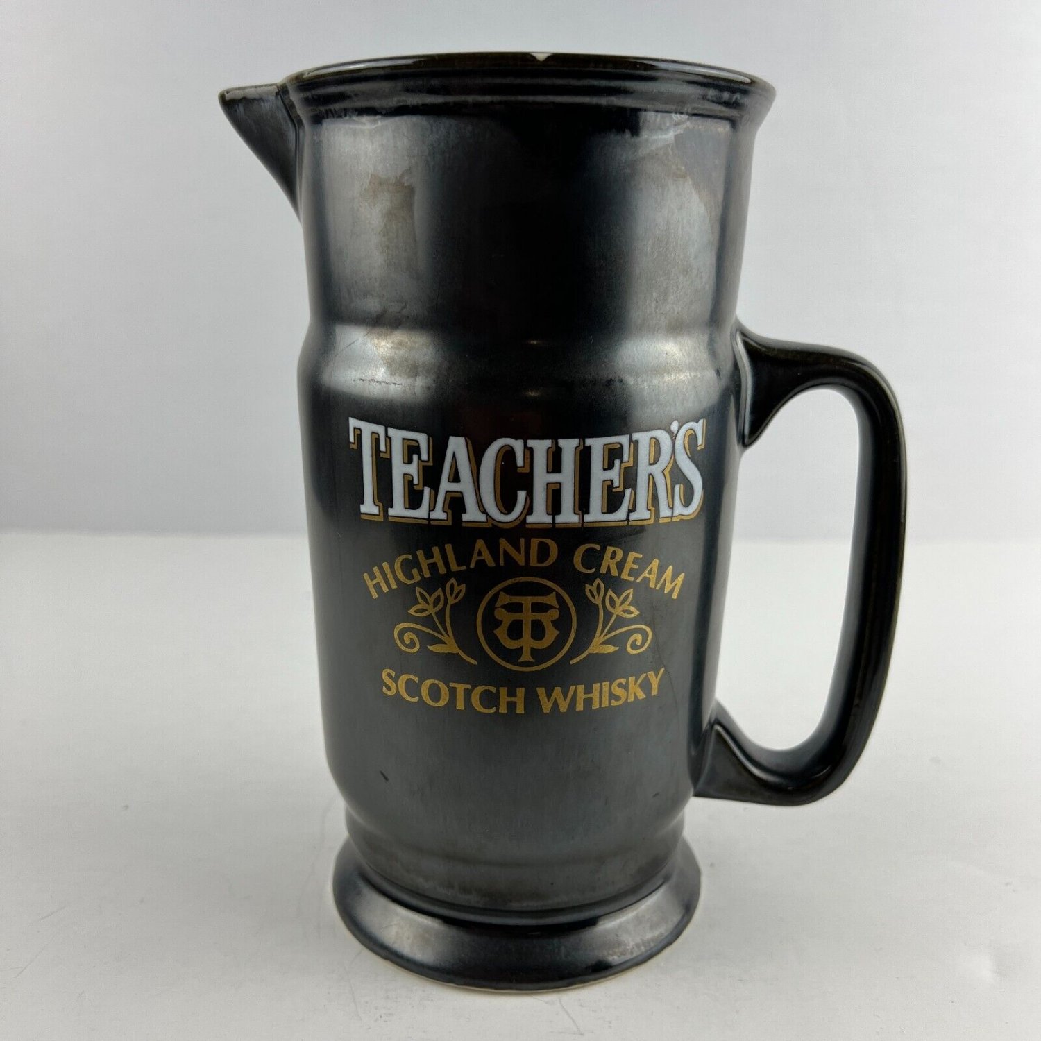 Vintage Teacher's Highland Cream Scotch Whisky Pub Jug Bar Pitcher Gray ...