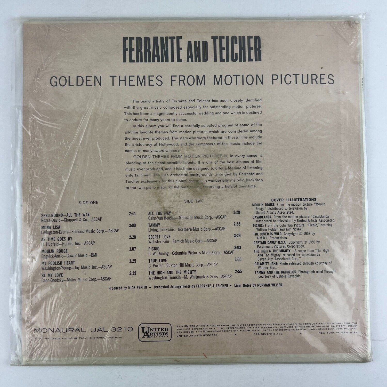 Ferrante And Teicher Golden Themes From Motion Pictures Vinyl LP