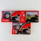 Maxell UR90 Cassette Tapes Sealed Blank Normal Bias IEC Type I 90 Minute 3 Pack