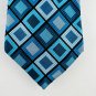 Croft & Barrow Geometric Blue Boxes 100% Silk Necktie Tie