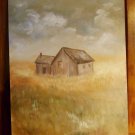 Scenery Painting Old Time Summer Shed in Field Original Oil Painting