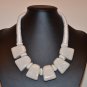 White Ladder-shaped Chinese Pottery Necklace - P301
