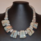 Multi-colored Ladder-shaped Chinese Pottery Necklace - P304
