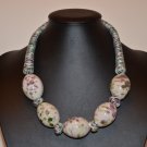 Oval-shaped Chinese Pottery Necklace - P308