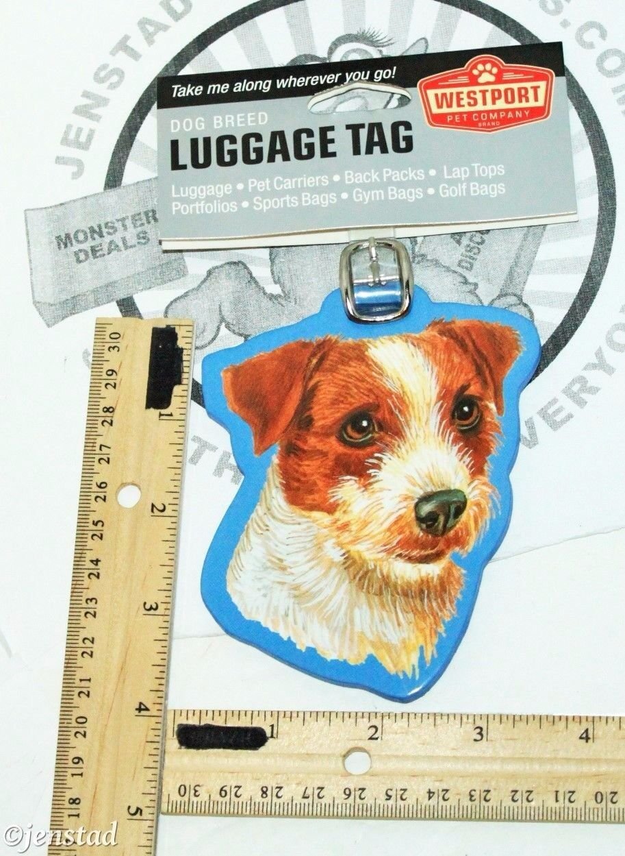 Jack Russell Terrier Dog Breed ID Tag For Luggage Stroller Carrier Gym Bag Etc