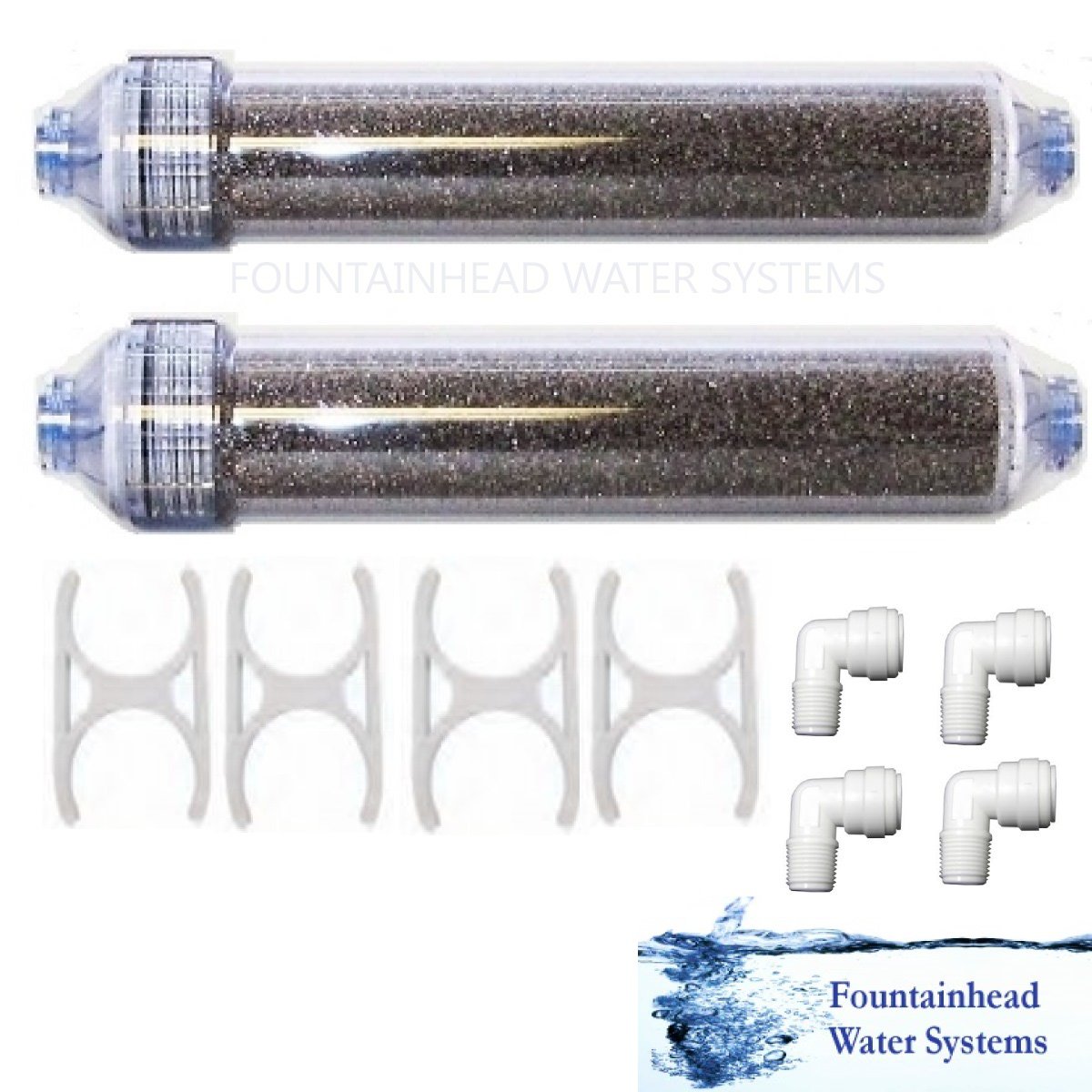 RO/DI 2 Color Changing Refillable 2X10 Clear Inline Cartridges 4 Elbows Included