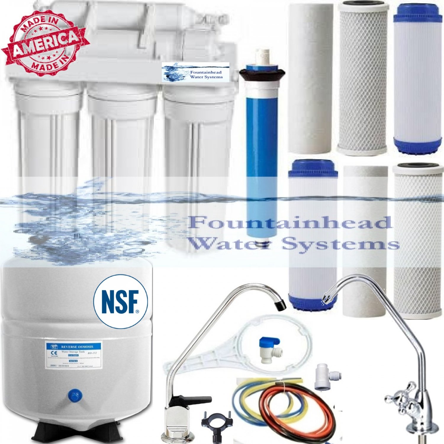 5 Stage Reverse Osmosis System 75 GPD. Choice of Faucets. Bonus Filters