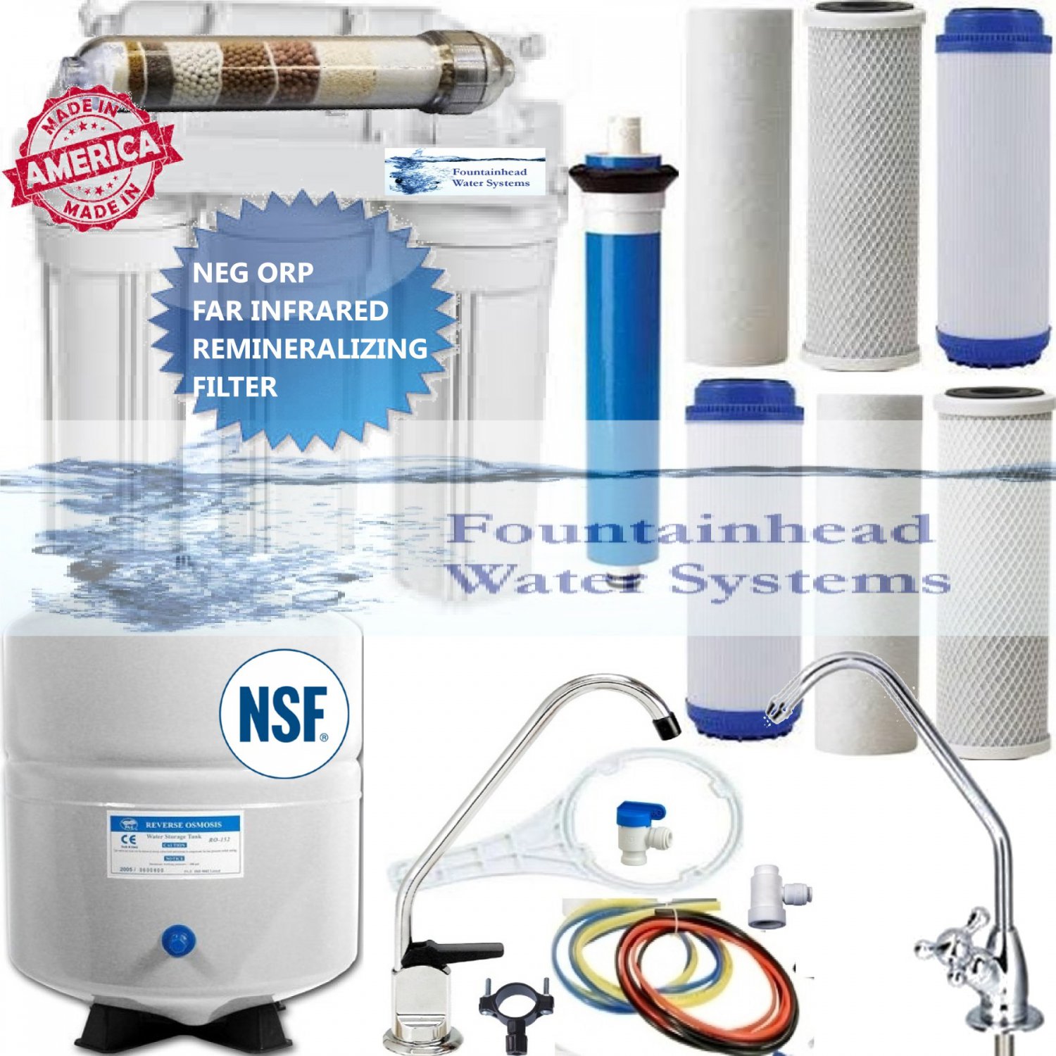 Reverse Osmosis Alkaline/Ionizer Neg ORP Water Filter 100GPD Choice of Faucet