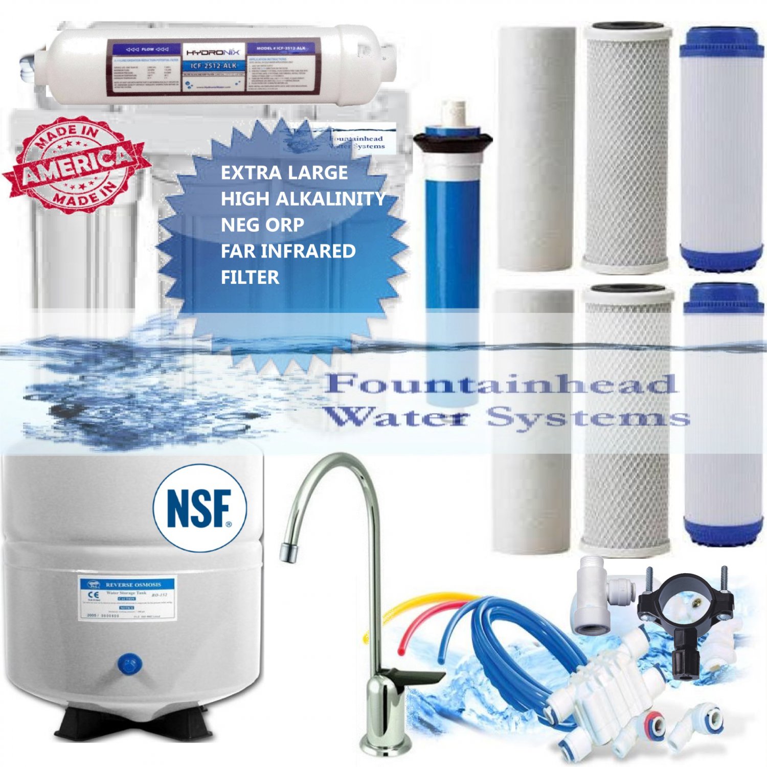 Reverse Osmosis Alkaline/Ionizer ORP Water Filter 8.5-10 Ph Choice of Faucet
