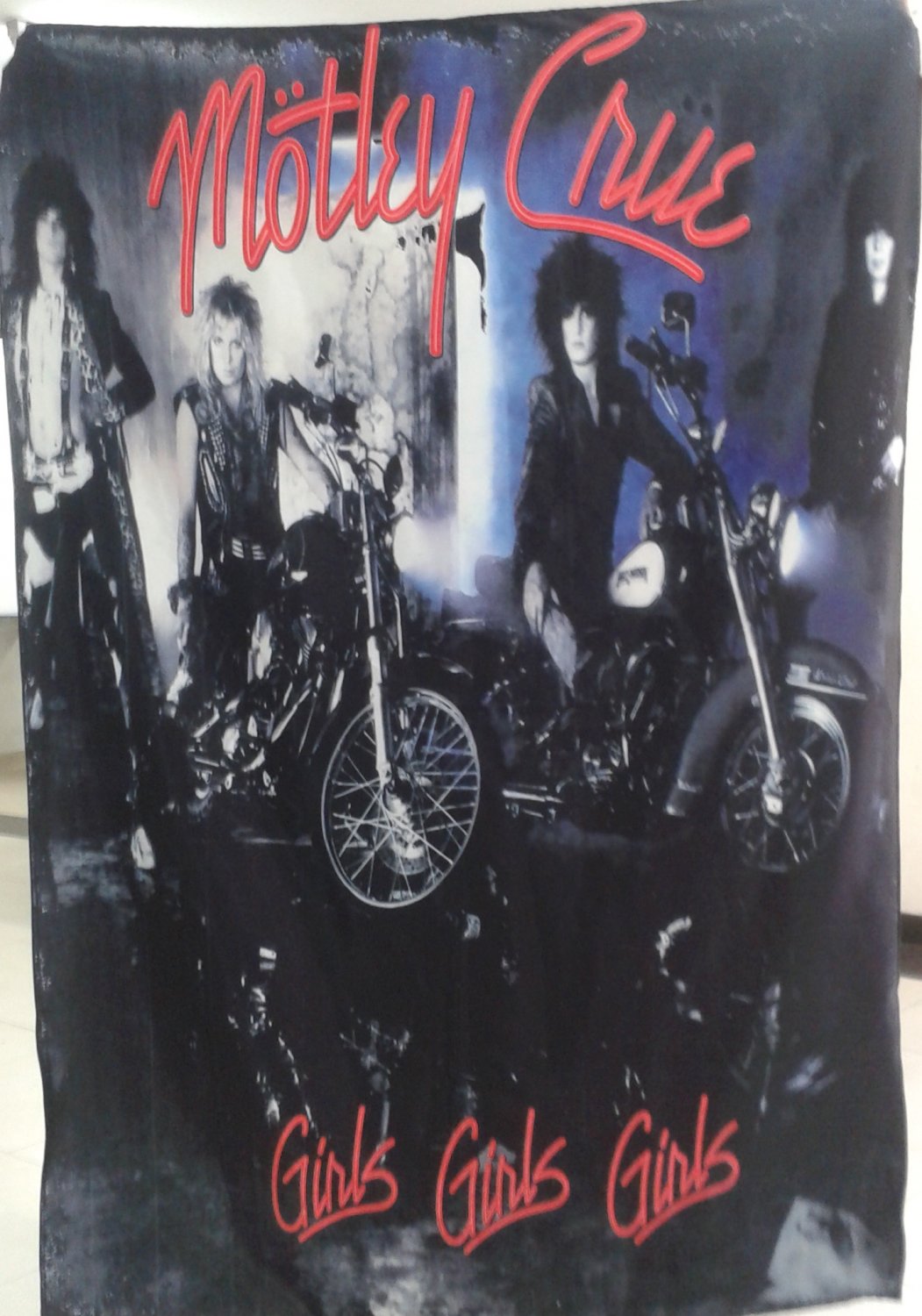 MOTLEY CRUE Girls Girls Girls FLAG BANNER CLOTH POSTER Glam Metal Hard Rock