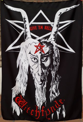WITCHFYNDE Give 'Em Hell FLAG CLOTH POSTER WALL TAPESTRY BANNER CD Heavy Metal