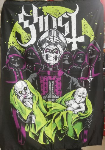 GHOST Popestar Fan Art FLAG CLOTH POSTER TAPESTRY BANNER CD HEAVY METAL
