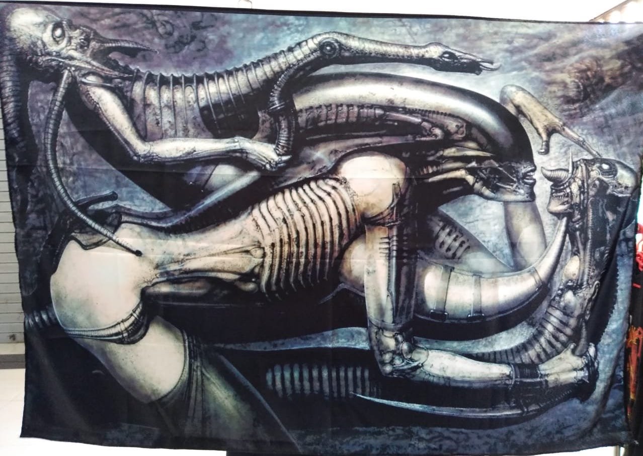 H.R. GIGER Erotomechanics FLAG CLOTH POSTER WALL TAPESTRY Alien Prometheus.
