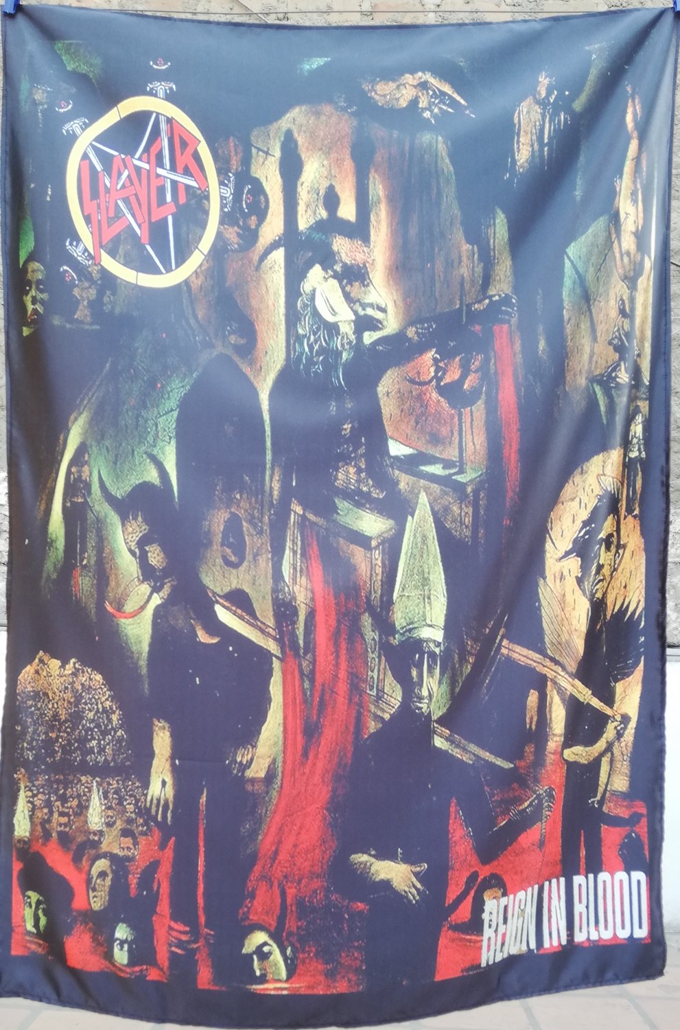 SLAYER Reign in Blood FLAG CLOTH POSTER WALL TAPESTRY BANNER CD Thrash ...