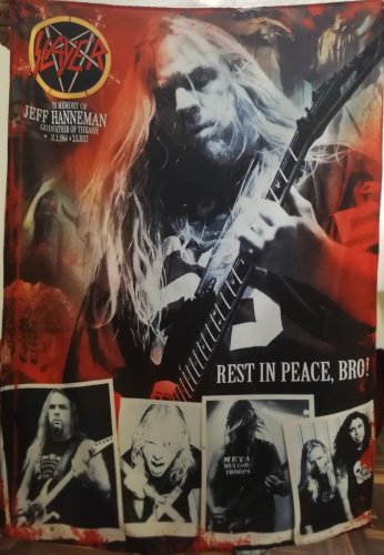 SLAYER Jeff Hanneman Tribute FLAG CLOTH POSTER WALL TAPESTRY BANNER CD Thrash Metal