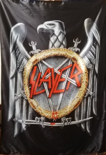 SLAYER Decade of Aggression GRAY FLAG CLOTH POSTER TAPESTRY BANNER CD Thrash